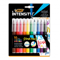 Caneta Hidrográfica BIC Intensity Brush Pens, Ponta Pincel, Traço Fino Ou Grosso, Pacote Com 10 Unidades na Amazon