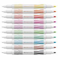 Caneta Hidrográfica Ponta Dupla, Faber-Castell, Contorna & Pinta, 15.0110DUO, 10 Cores na Amazon