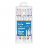 Caneta Marca Texto, Cis Lumini, Ex Slim, 6 Cores, CIS, Estojo na Amazon