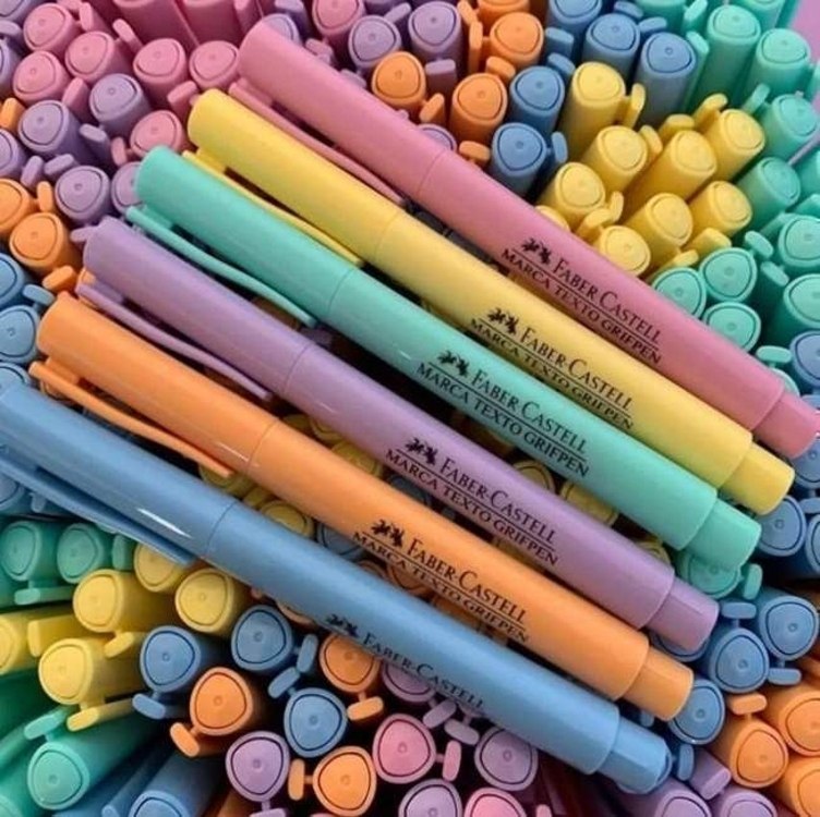 Caneta Marca Texto, Faber-Castell, Grifpen, 6 Cores, Tons Pastel na Amazon