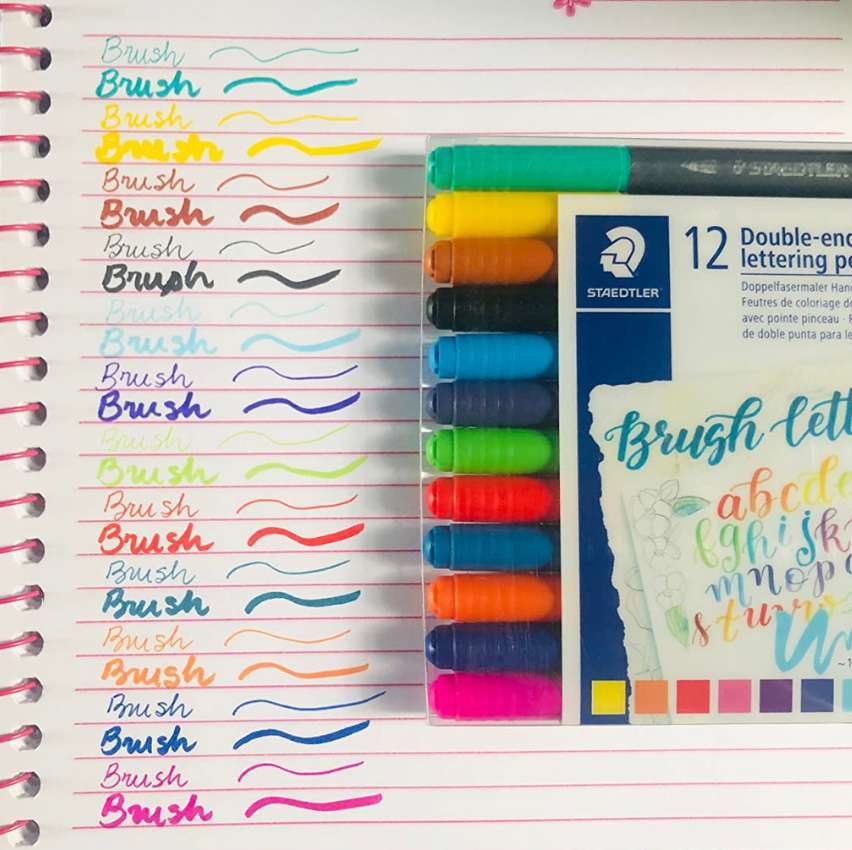 Caneta Ponta Dupla, Staedtler, Brush Lettering, 3004 TB12 02, 12 Cores na Amazon