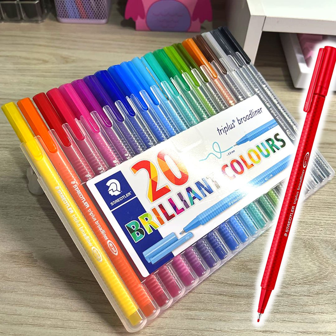 Caneta Triangular 0.8mm, Staedtler, Broadliner Triplus, 338 SB20, 20 Cores na Amazon