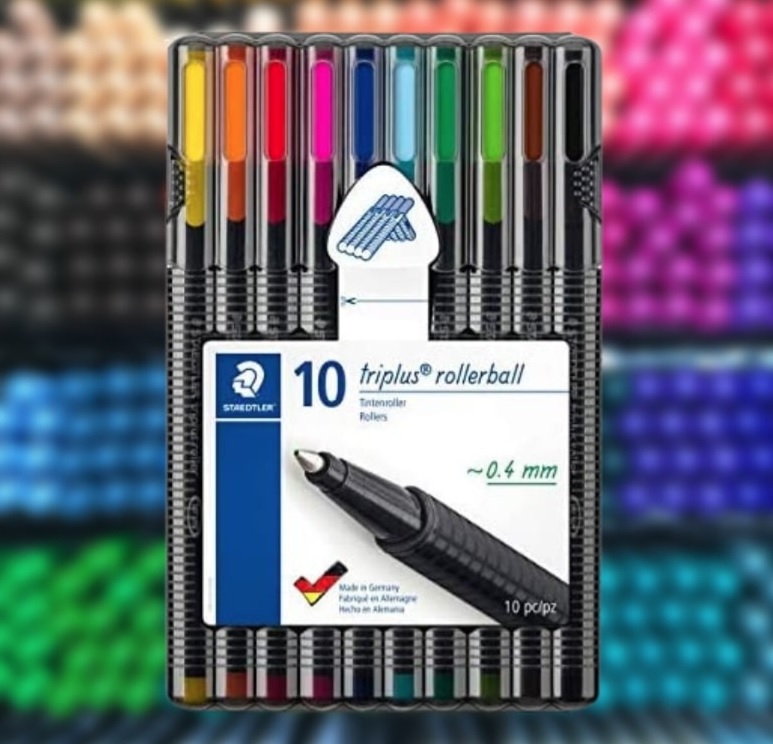 Caneta Triangular, Staedtler, Rollerball Triplus, 403 SB10 03, 0.4mm, 10 Cores na Amazon
