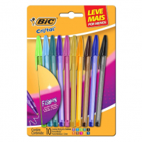 Canetas Coloridas Bic Cristal Fashion 10 Cores Vibrantes, Ponta Esferográfica Média De 1.2mm na Amazon