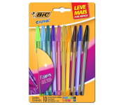 Canetas Coloridas Bic Cristal Fashion 10 Cores Vibrantes na Amazon