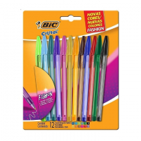 Canetas Coloridas Bic Cristal Fashion 12 Cores Vibrantes, Ponta Esferográfica Média De 1.2mm, Escrita Suave E Cores Vibrantes na Amazon