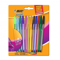 Canetas Coloridas Bic Cristal Fashion 12 Cores Vibrantes, Ponta Esferográfica Média De 1.2mm, Escrita Suave E Cores Vibrantes na Amazon