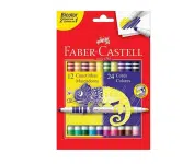 Canetinha Hidrográfica Bicolor, Faber-Castell, 12 Canetas – 24 Cores na Amazon