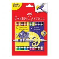 Canetinha Hidrográfica Bicolor, Faber-Castell, 12 Canetas/24 Cores na Amazon
