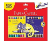 Canetinha Hidrográfica Bicolor, Faber-Castell, 24 Canetas/48 Cores na Amazon