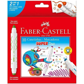 Canetinha Hidrográfica com Carimbo Faber-Castell Super Duo DUO150610 - 10 Cores na Amazon