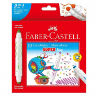 Canetinha Hidrográfica Com Carimbo, Faber-Castell, Super Duo, DUO150610, 10 Cores na Amazon