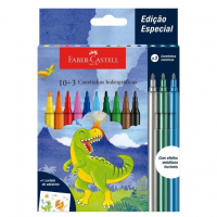 Canetinha Hidrográfica Dinossauro, Faber-Castell, 555409, 10 Cores Básicas + 3 Cores Metalizadas na Amazon