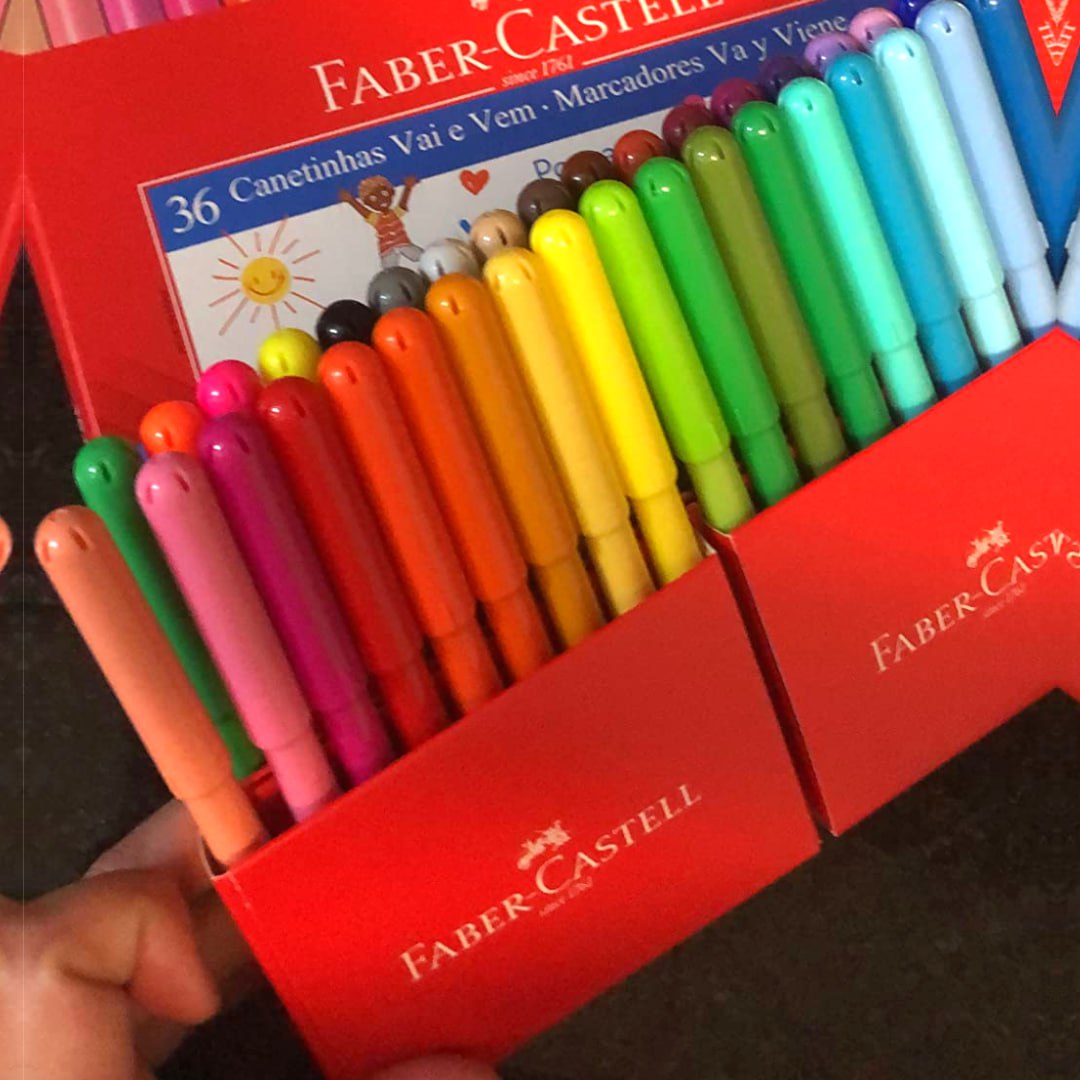 Canetinha Hidrográfica, Faber-Castell, 15.0136VVZF, Vai E Vem, 36 Cores Neon, Cor: Multicor na Amazon