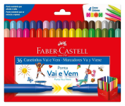 Canetinha Hidrográfica, Faber-Castell, 15.0136VVZF, Vai E Vem, 36 Cores Neon, Cor: Multicor na Amazon