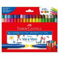 Canetinha Hidrográfica, Faber-Castell, 15.0136VVZF, Vai E Vem, 36 Cores Neon na Amazon