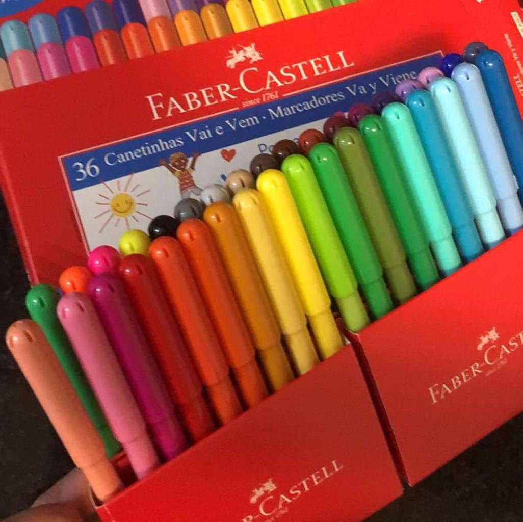 Canetinha Hidrográfica, Faber-Castell, 15.0136VVZF, Vai E Vem, 36 Cores Neon na Amazon