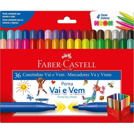 Canetinha Hidrográfica Faber-Castell Vai E Vem 36 Cores Neon Cor -  15.0136VVZF na Amazon