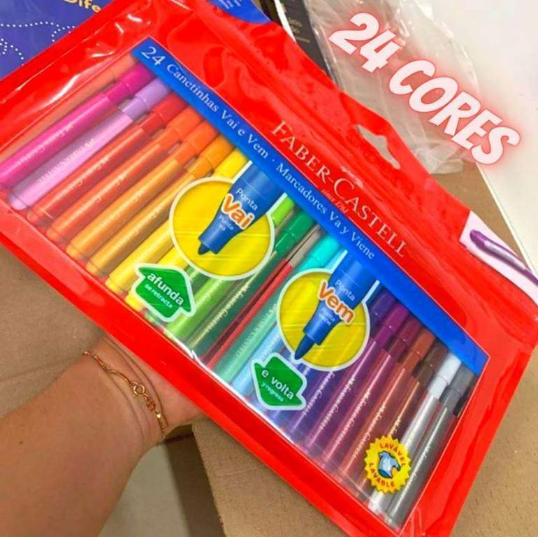 Canetinha Ponta Vai e Vem 24 Cores, Faber-Castell na Amazon