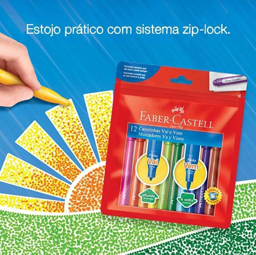 Canetinha Vai e Vem 12 Cores, Faber-Castell, 15.0112VVZF, Multicor na Amazon