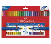 Canetinha Vai e Vem 24 Cores, Faber-Castell, 15.0124VVZF, Multicor na Amazon