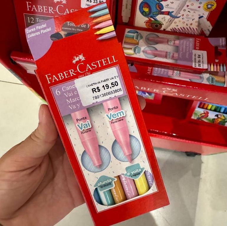 Canetinha Vai e Vem Pastel 6 Cores, Faber-Castell, 15.0906VVZF, Multicor na Amazon