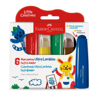 Canetinhas Jumbo Little Creatives, Faber-Castell, Coloridas, Laváveis, Pré-escola, 6 Cores na Amazon