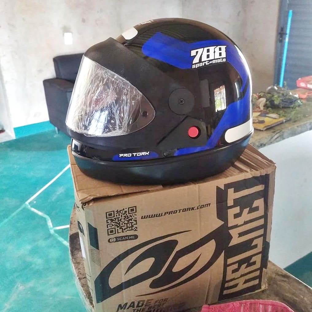 CAPACETE FECHADO PRO TORK SPORT MOTO 788 PRETO – AZUL TAM. 58 na Amazon