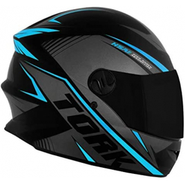 Capacete Moto R8 Pro Tork Fechado 60 Preto/Azul Claro Viseira Fumê na Amazon
