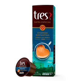 Cápsula de Café Espresso Safras Especiais Chapada Diamantina TRES 3 Corações 10 Cápsulas na Mercafé