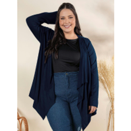 Cardigan Plus Size Marinho com Pontas na Posthaus