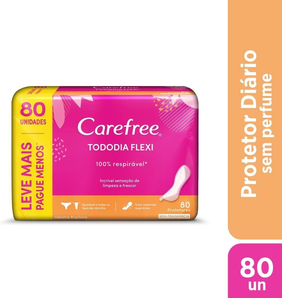 Carefree Protetor Diário Todo Dia Flexi Sem Fragrância, 80un na Amazon