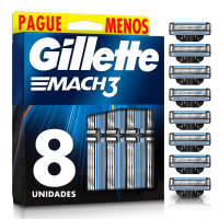 Carga Para Aparelho De Barbear Gillette Mach3 Com 8 Unidades na Pague Menos