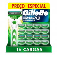 Carga Para Aparelho De Barbear Gillette Mach3 Sensitive 16 Unidades na Amazon