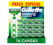 Carga para Aparelho de Barbear Gillette Mach3 Sensitive 16 unidades na Amazon