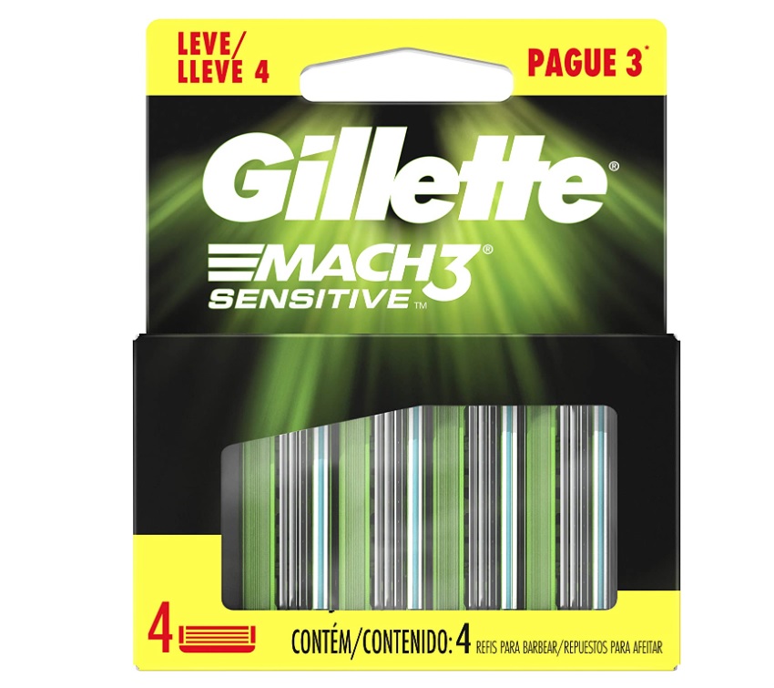 Carga para Aparelho de Barbear Gillette Mach3 Sensitive 4 Unidades na Amazon