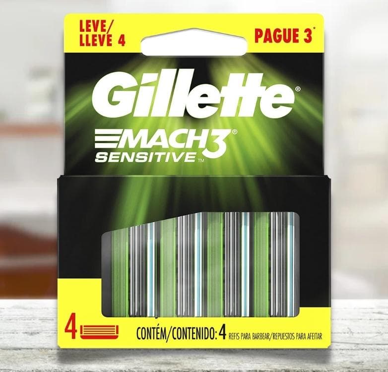 Carga para Aparelho de Barbear Gillette Mach3 Sensitive 4 Unidades na Amazon