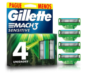 Carga Para Aparelho De Barbear Mach3 Sensitive – Gillete – 4 Unidades na Amazon