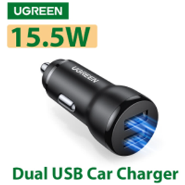 Carregador de Carro UGREEN Dual USB 15.5W na Shopee