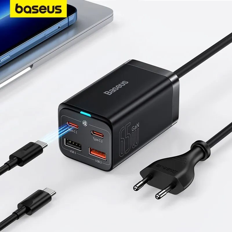 Carregador de Mesa Baseus GaN 65W + Cabo 100W na Aliexpress