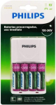 Carregador de Pilhas Philips com 4 Pilhas Aa Recarregáveis 2450mAh SCB2445NB Bivolt Branco na Amazon