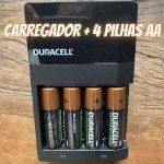 Carregador de Pilhas Recarregáveis AA e AAA DURACELL Com 4 Pilhas AA na Amazon