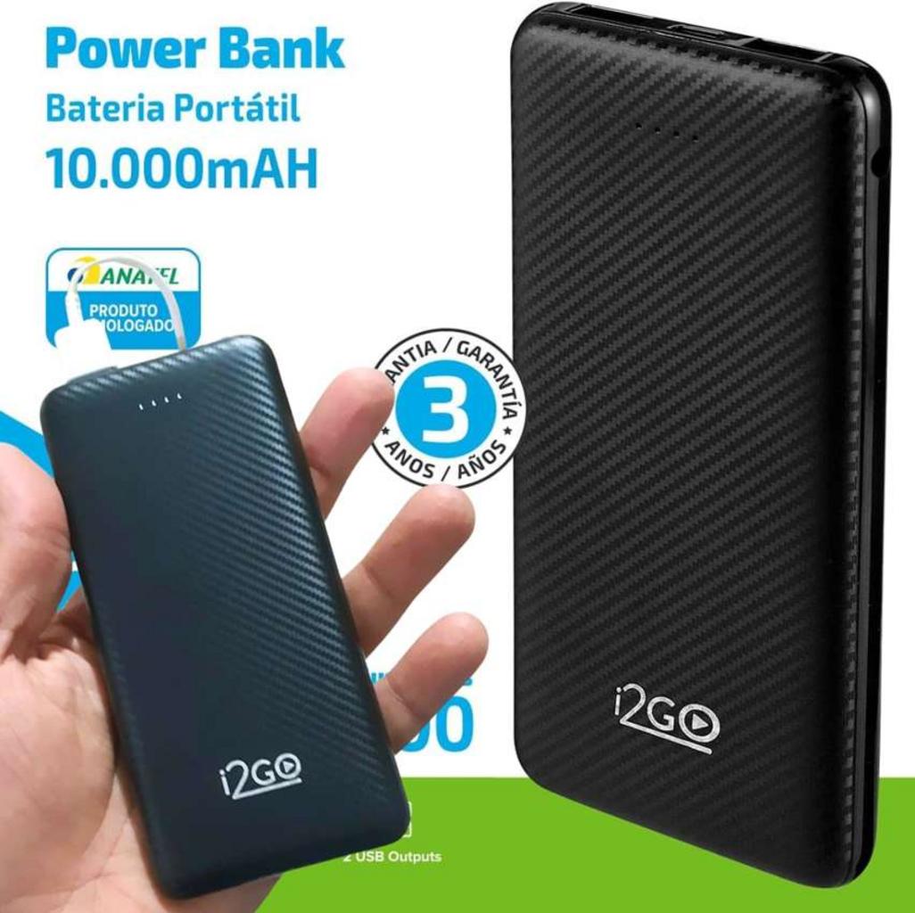Carregador Portátil (Power Bank) I2GO 10000mAh 2 Saídas USB Preto – I2GO Plus na Amazon