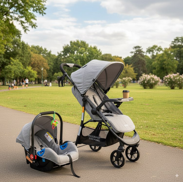 Carrinho de Bebê Com Bebê Conforto Startravel – Maxi Baby (Cinza) na Amazon