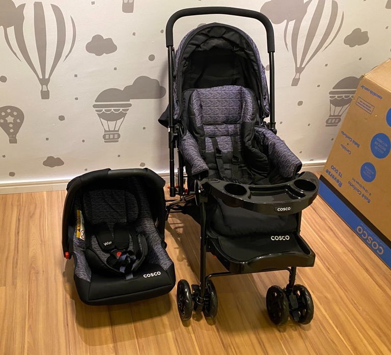 Carrinho de Bebê Cosco Travel System CAX00430 Reverse – Preto Rajado na Casas Bahia
