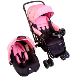 Carrinho de Bebê Cosco Travel System Reverse CAX00522 - Rosa Rajado na Casas Bahia