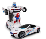 Carro a Pilha Vira Robô Emite Som e Luz Led Brinquedo Branco Interativo Inteligente Transformável Premium na Amazon