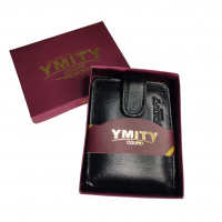 Carteira Masculina Ymity Original Couro 100% Legítimo Bovino Premium Com Fecho De Pressão E Porta Moedas na Shopee