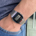 Casio Relógio digital masculino A158WA-1DF de aço inoxidável, Prata, Case size (L× W× H), Clássico, retrô na Amazon