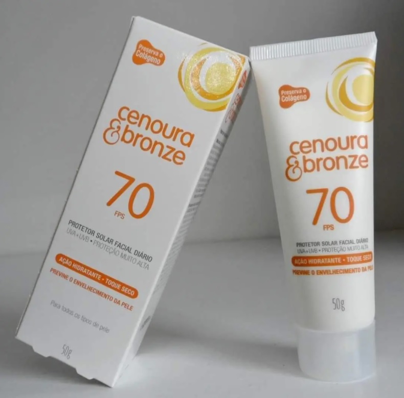 Cenoura e Bronze Protetor Solar Facial Fps70 – 50 g na Amazon